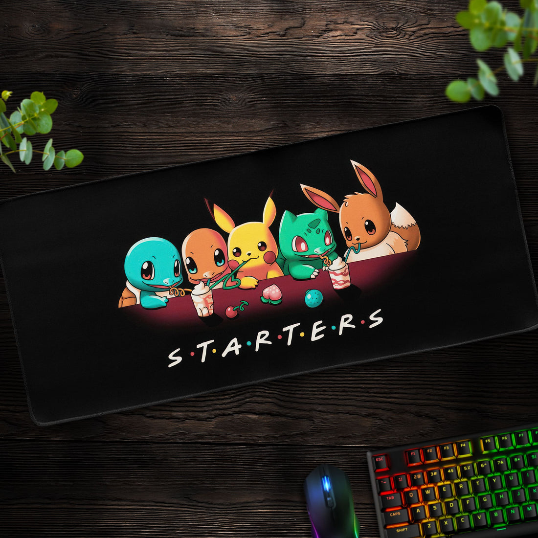 Pokémon Starters Desk Mat, Cute Starter Mouse Pad