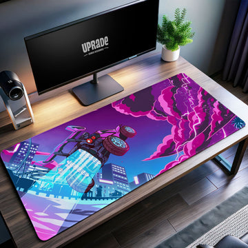 Cyber Drift Desk Mat, Futuristic Racing Mouse Pad