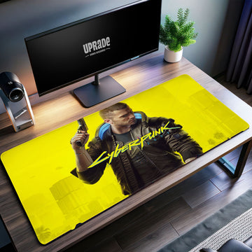 Cyberpunk Neon Desk Mat, Futuristic Gaming Mouse Pad