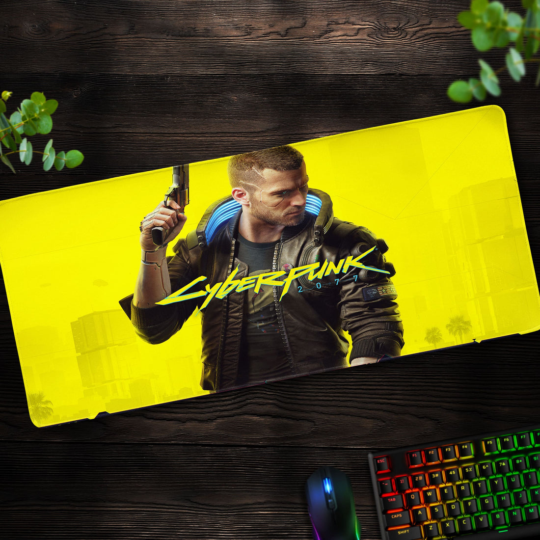 Cyberpunk Neon Desk Mat, Futuristic Gaming Mouse Pad