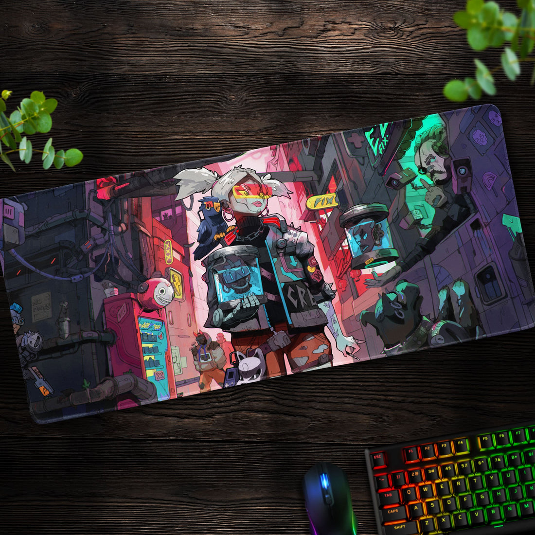 Cyberpunk Outlaws Desk Mat, Futuristic Comic Mouse Pad