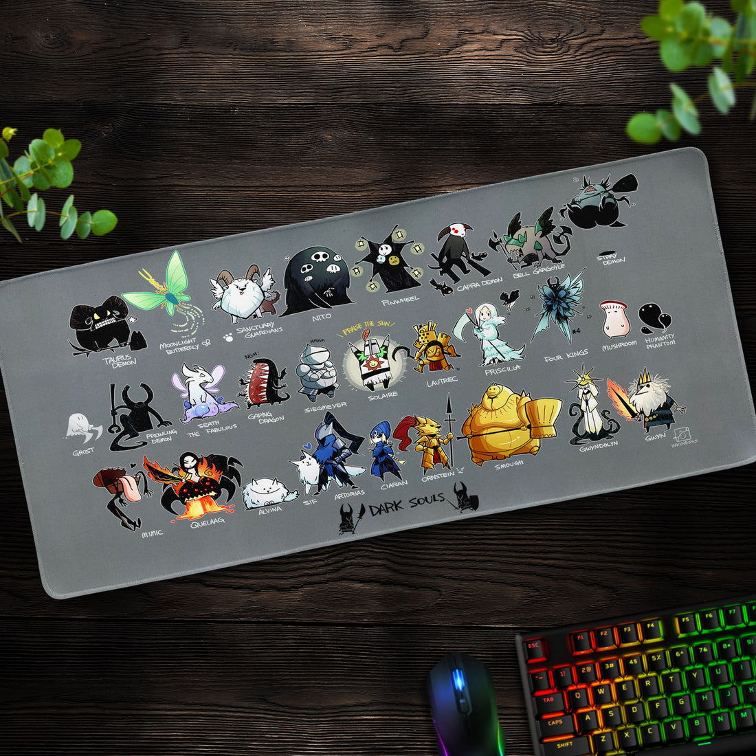 Dark Souls Chibi Characters Desk Mat, Cute Gaming Mouse Pad