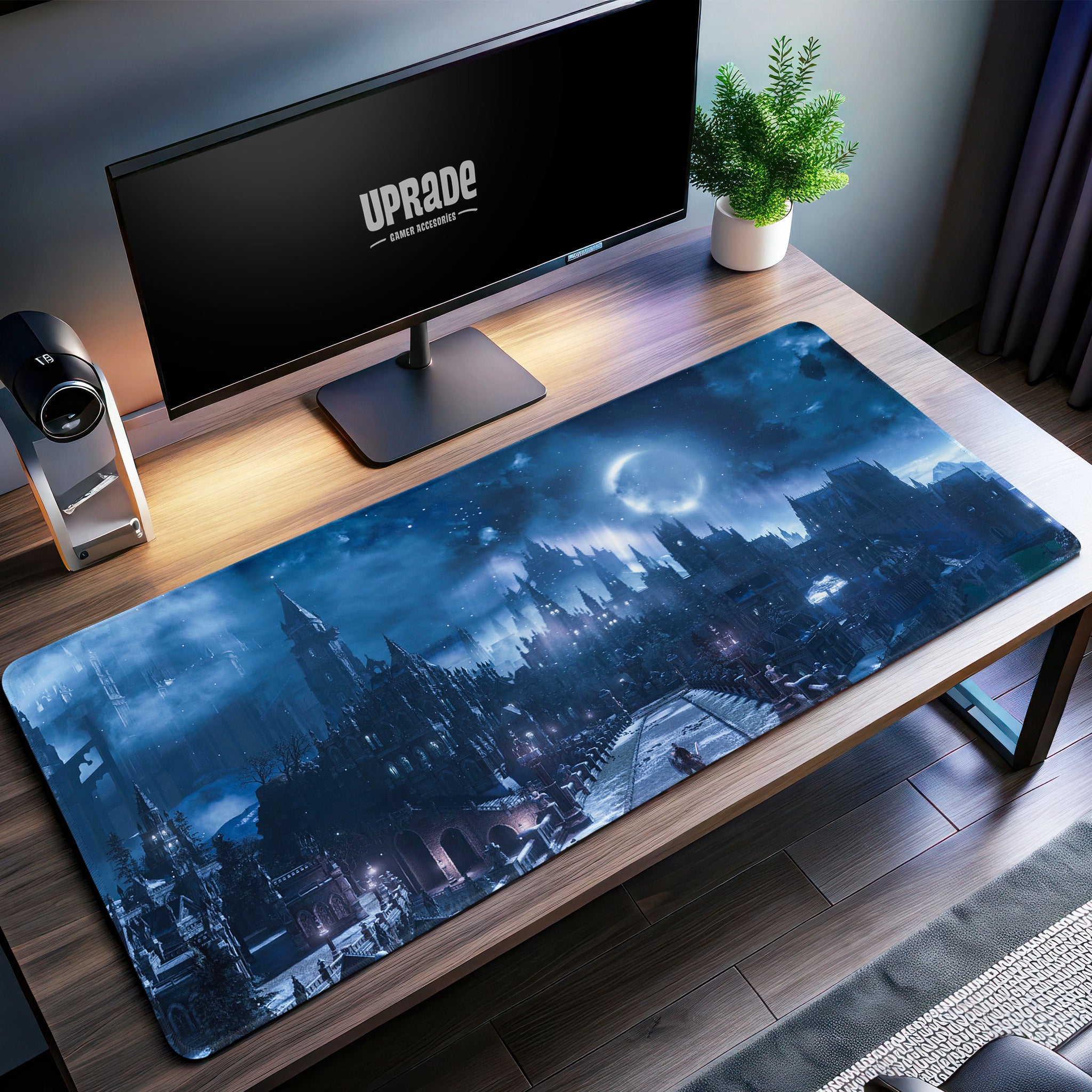 Dark Souls Moonlit City Desk Mat, Gothic Fantasy Mouse Pad