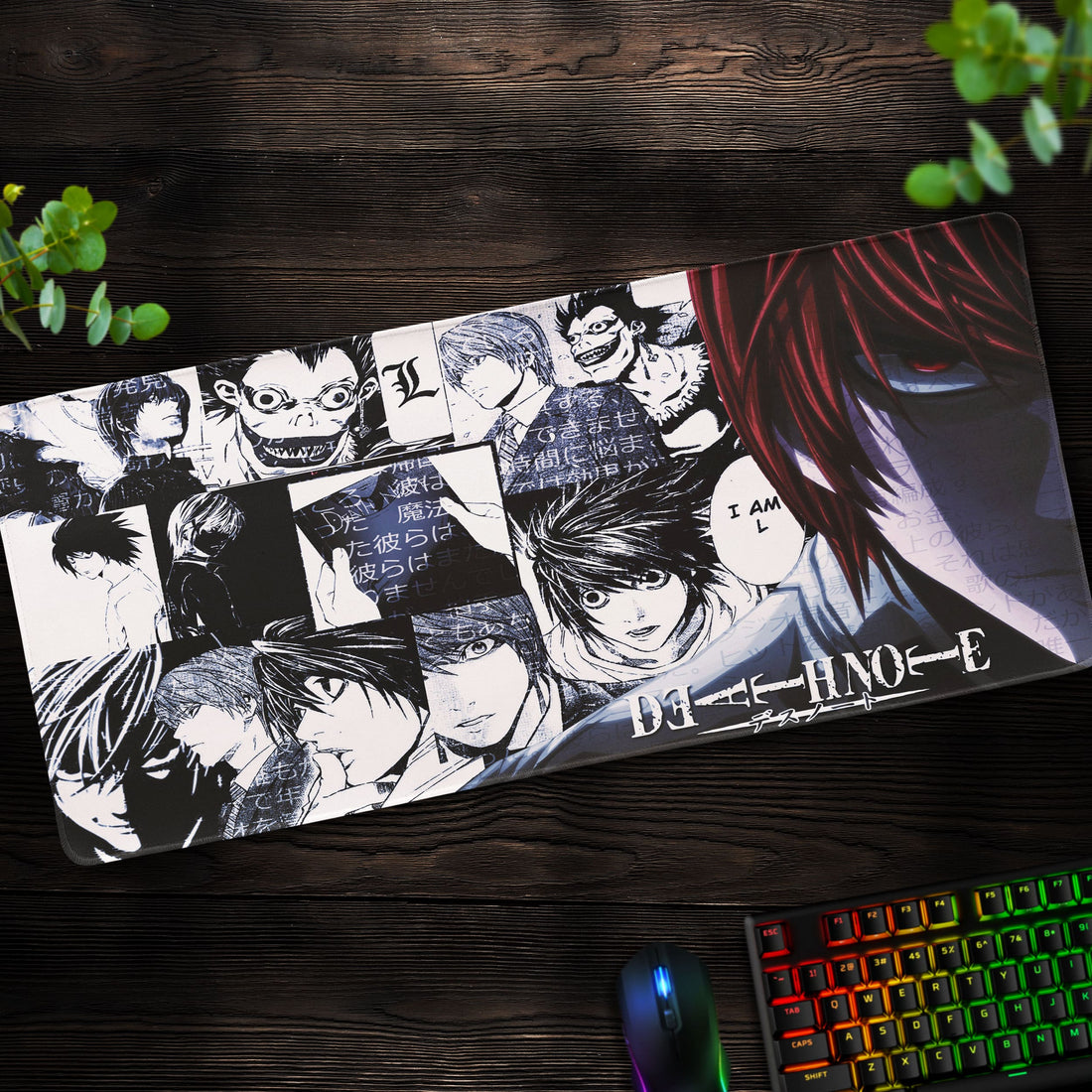 Light & L Collage Desk Mat, Death Note Inspired Mouse Pad