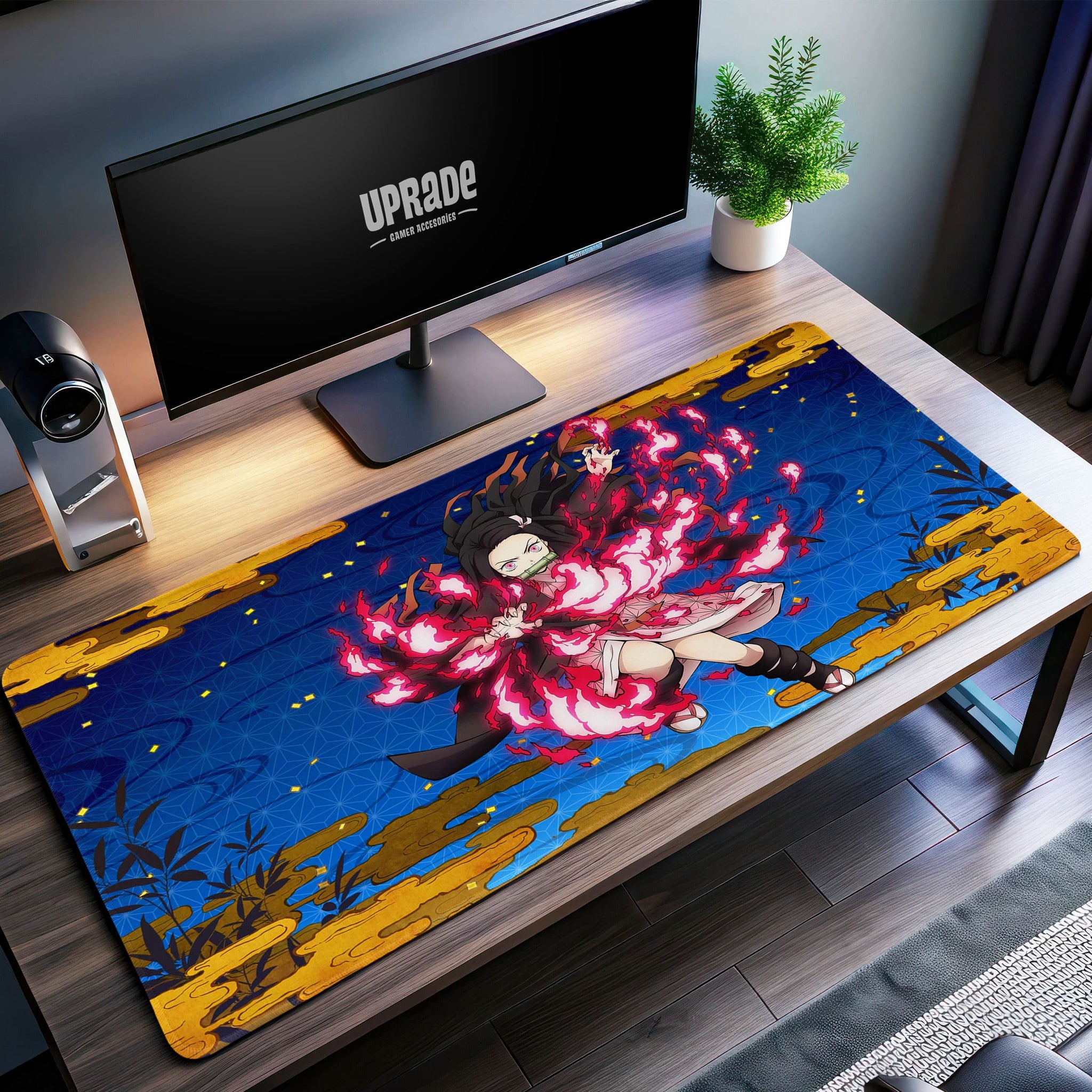 Nezuko Kamado Flame Burst Desk Mat, Demon Slayer Mouse Pad