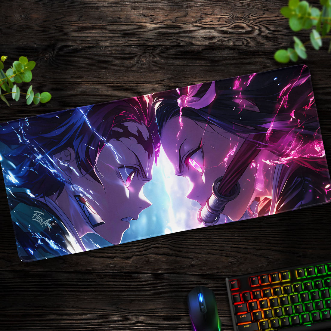 Tanjiro vs Nezuko Desk Mat, Demon Slayer Mouse Pad