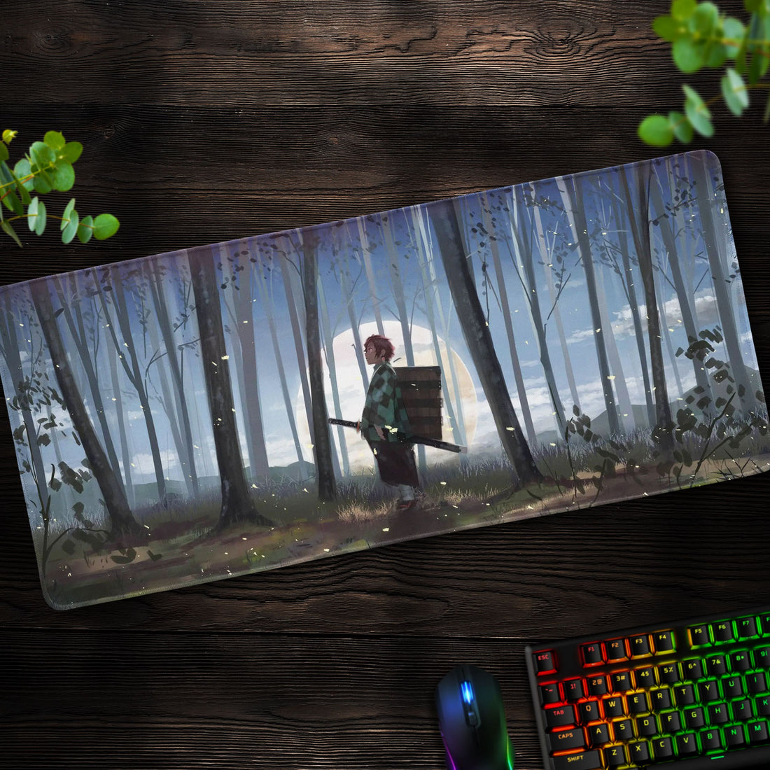 Tanjiro Forest Journey Desk Mat, Demon Slayer Mouse Pad