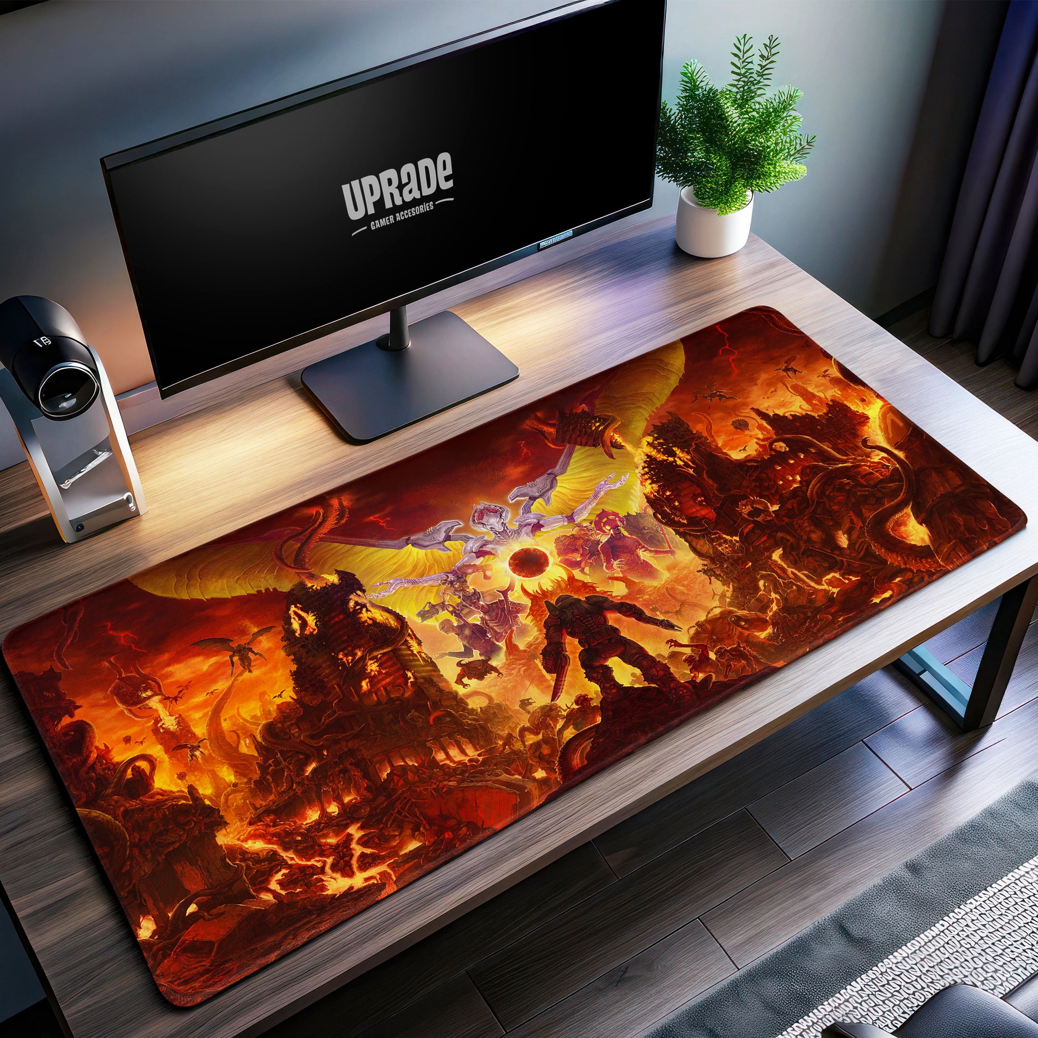 Doom Eternal Final Battle Desk Mat, Apocalyptic Showdown Mouse Pad