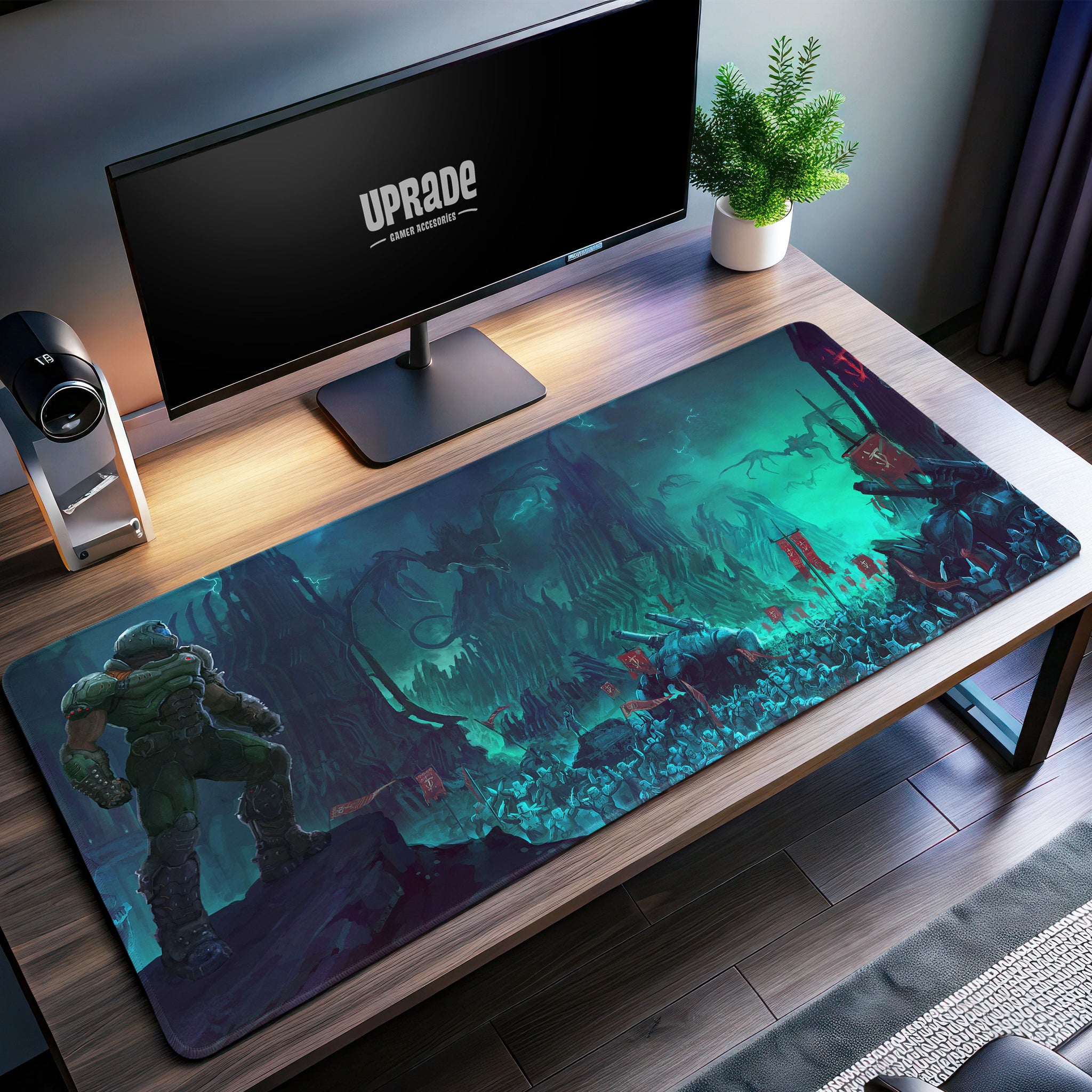 Doom Eternal Hellscape Desk Mat, Demon Army Mouse Pad