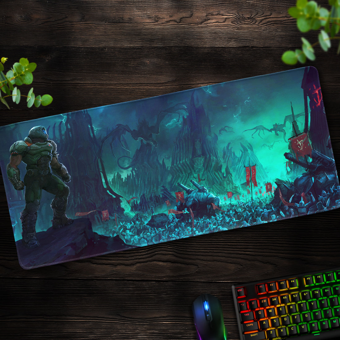 Doom Eternal Hellscape Desk Mat, Demon Army Mouse Pad