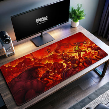 Doom Slayer Hellscape Desk Mat, Ultimate Demon Battle Mouse Pad