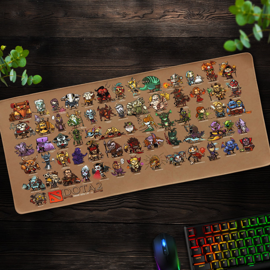 Dota 2 Chibi Heroes Desk Mat, Adorable Gaming Mouse Pad