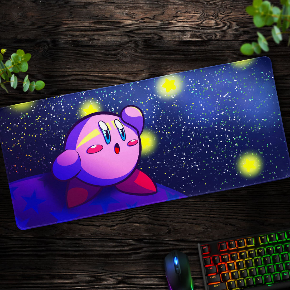 Kirby Starry Night Desk Mat, Dream Land Mouse Pad