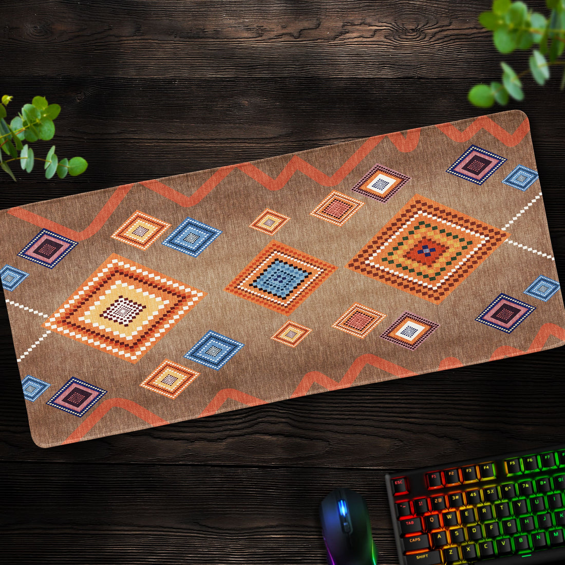 Southwestern Tribal Desk Mat, Geometric Rug Mouse Pad