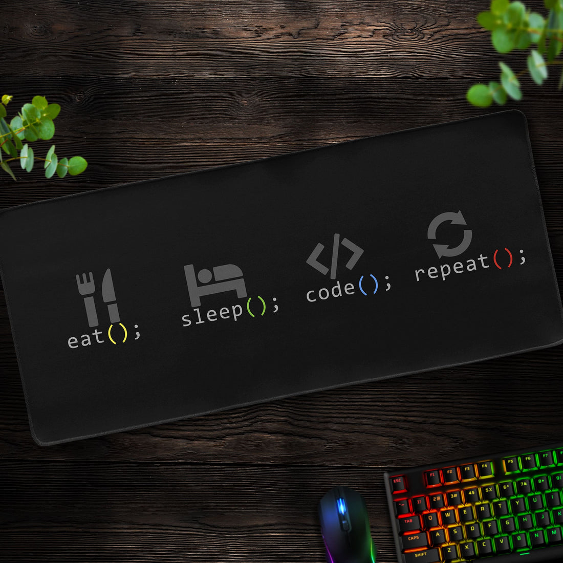 Eat Sleep Code Desk Mat, Programmer Mouse Pad