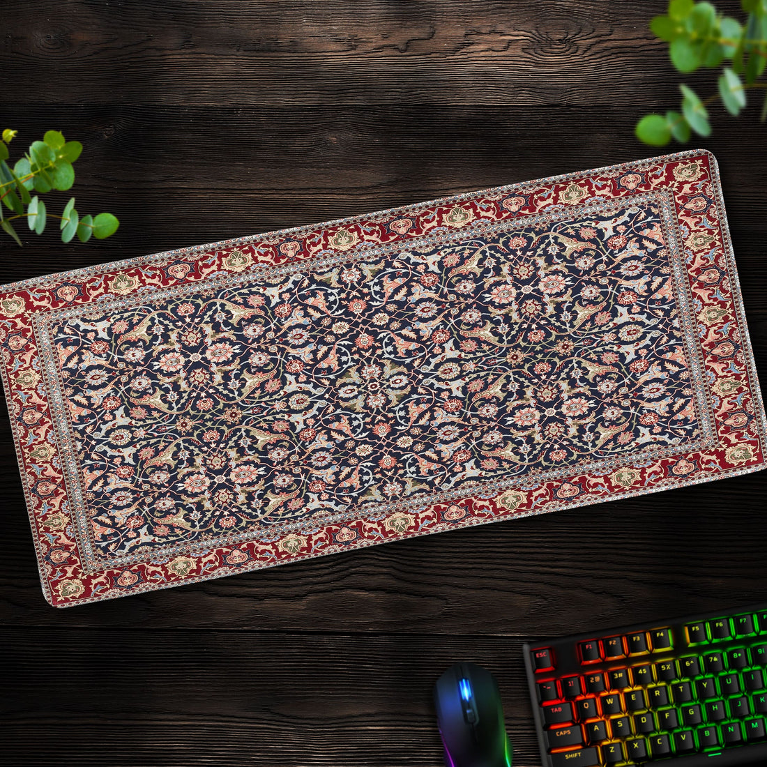 Navy Persian Desk Mat, Ornate Vintage Mouse Pad