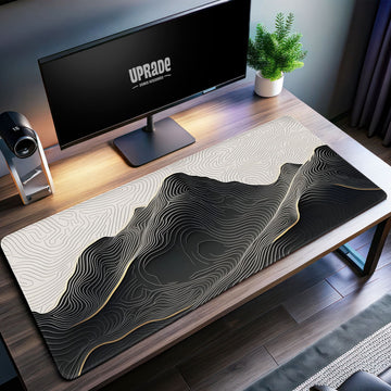 Modern Topographic Desk Mat, Abstract Mountain Mouse Pad