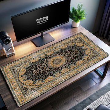 Black & Gold Persian Desk Mat, Classic Rug Mouse Pad