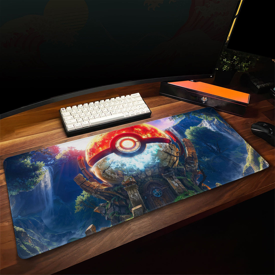 Poké Ball Temple Desk Mat, Pokémon Adventure Mouse Pad