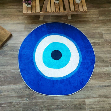 Evil Eye Rug, Decorative Nazar Carpet for Modern Spaces