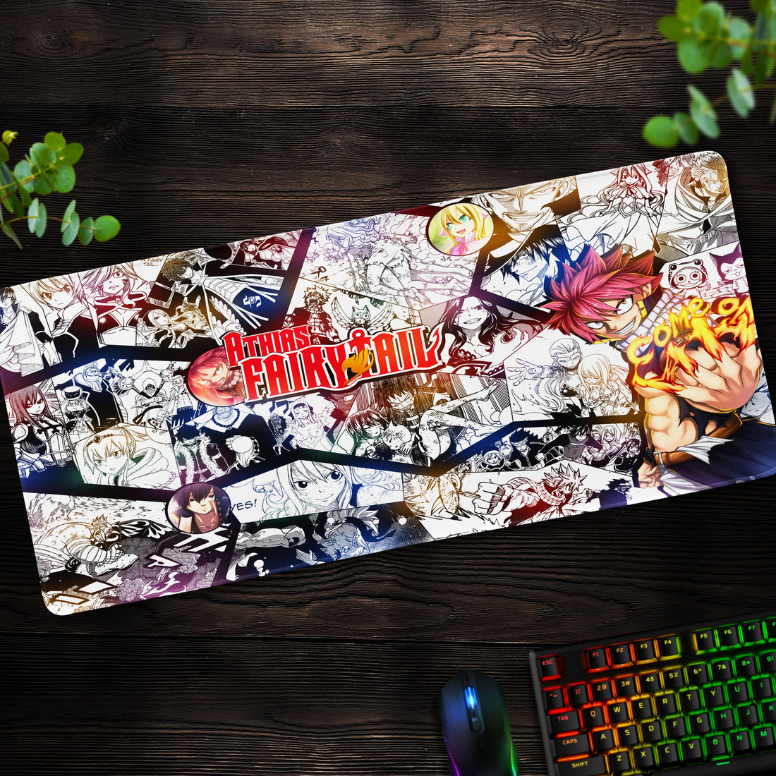 Fairy Tail Manga Collage Desk Mat, Natsu Flame Mouse Pad