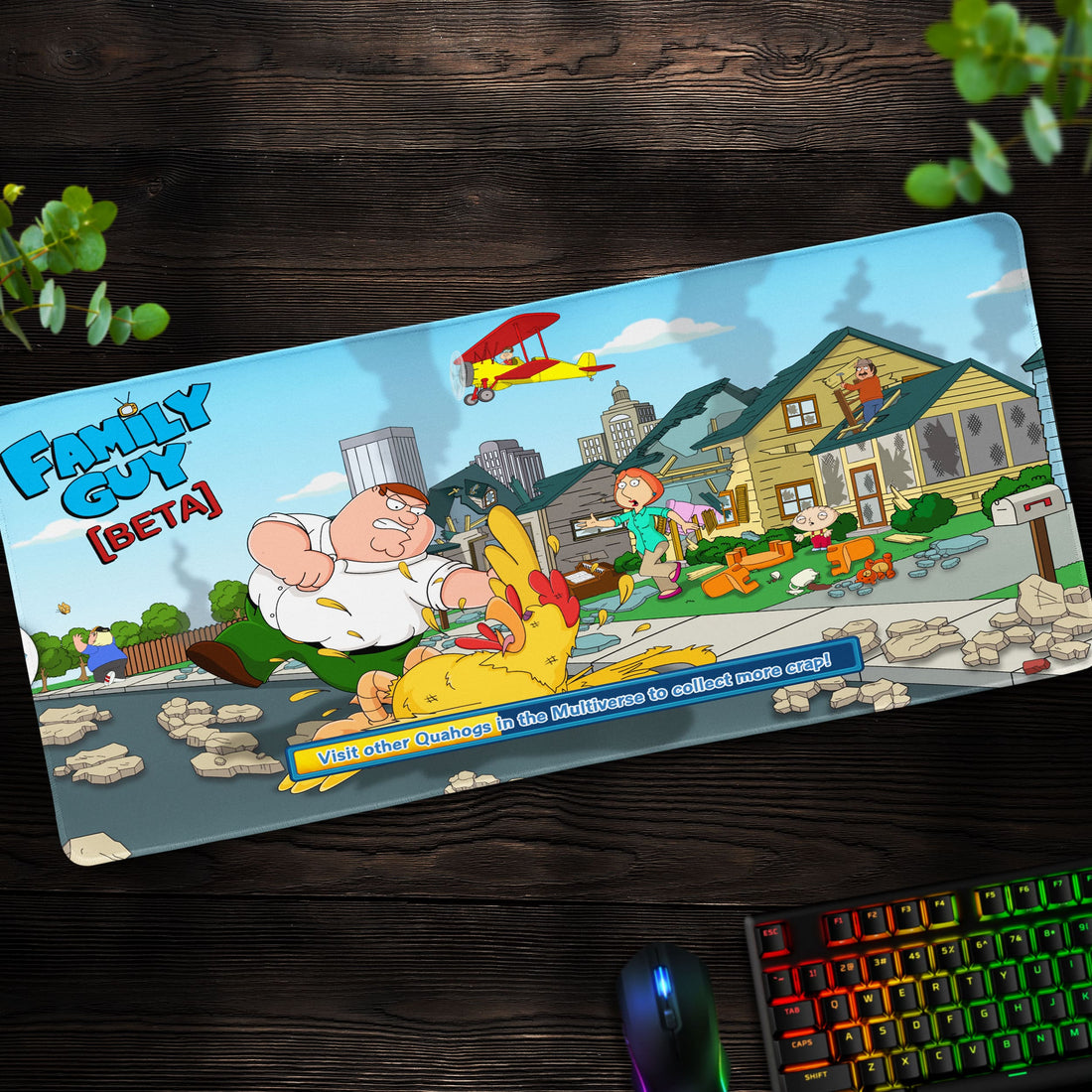 Family Guy Multiverse Battle Desk Mat, Peter vs Chicken Mouse Pad