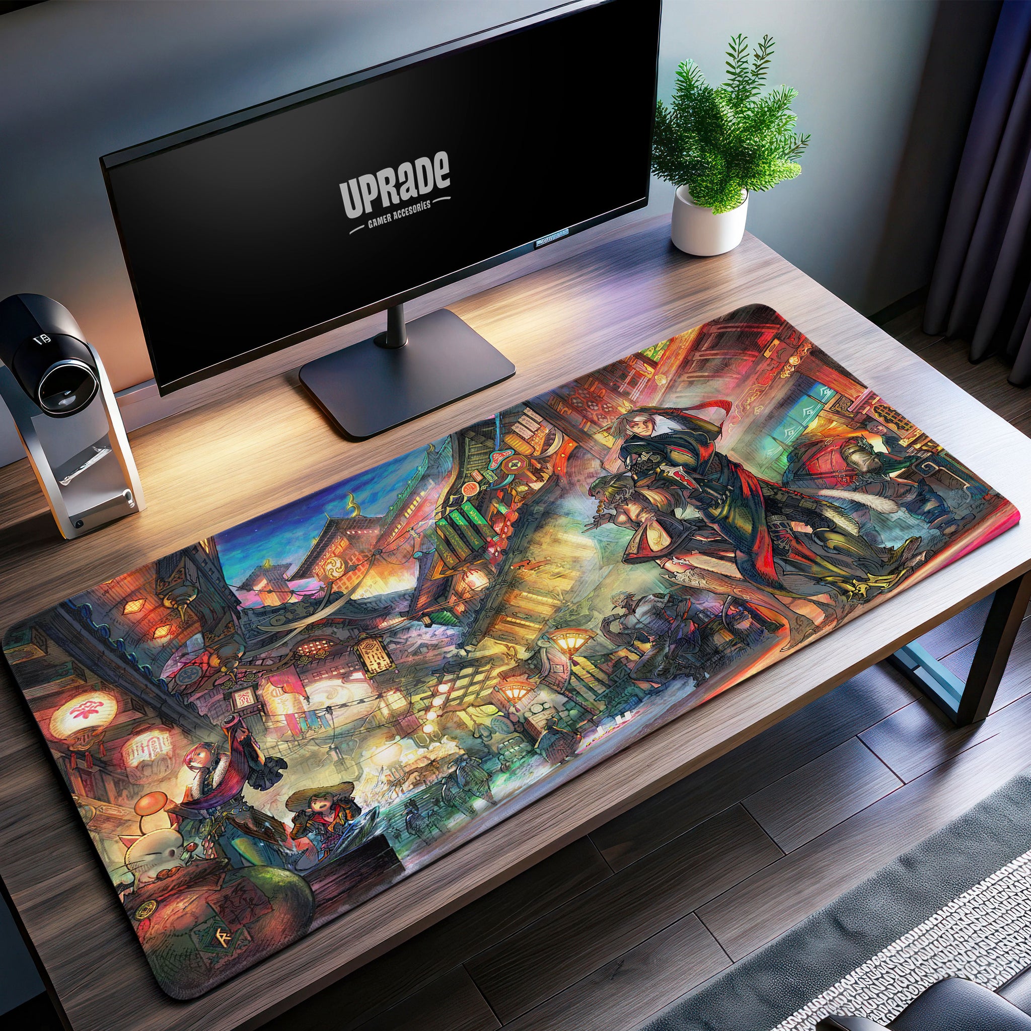 Final Fantasy Night Market Desk Mat, Samurai Mouse Pad