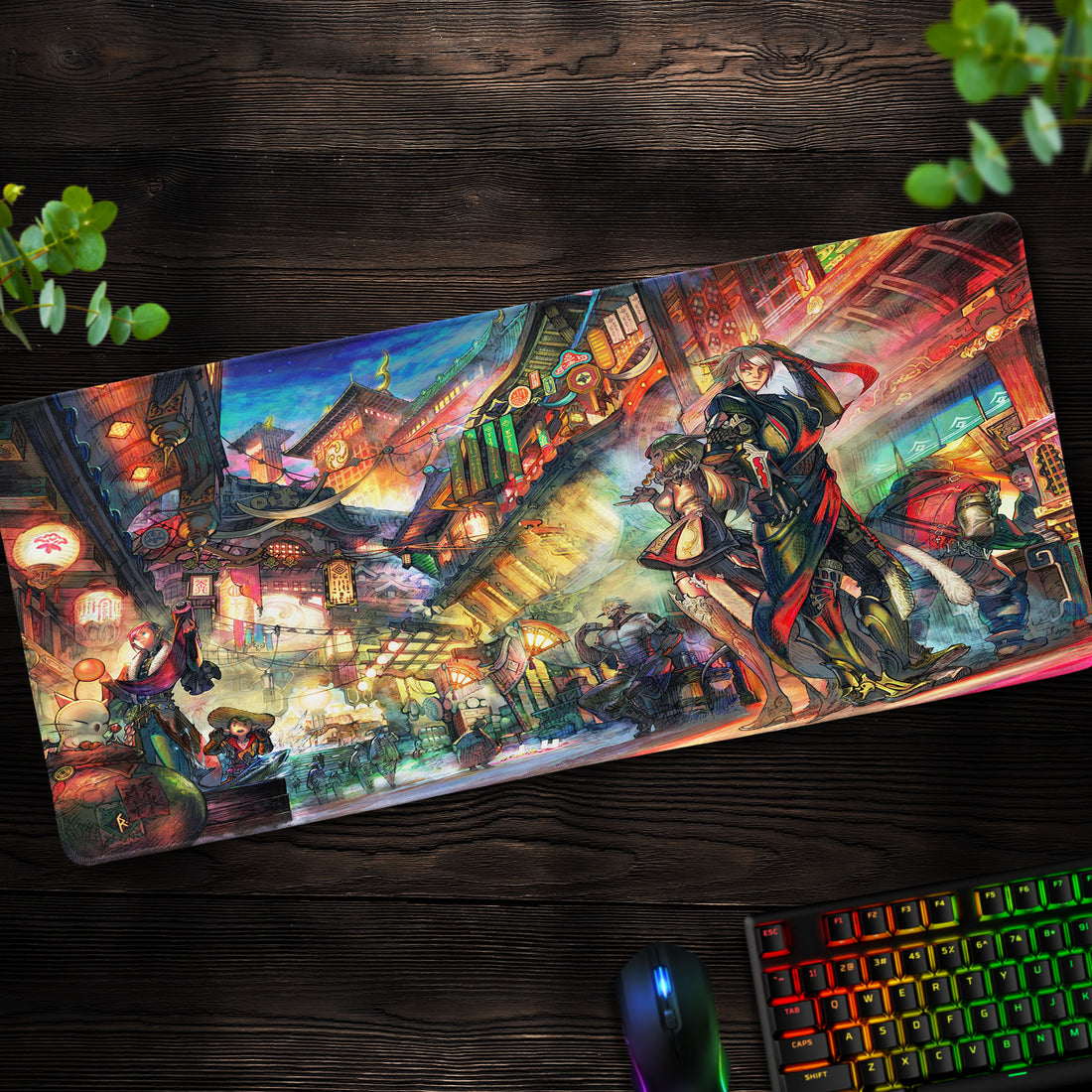 Final Fantasy Night Market Desk Mat, Samurai Mouse Pad