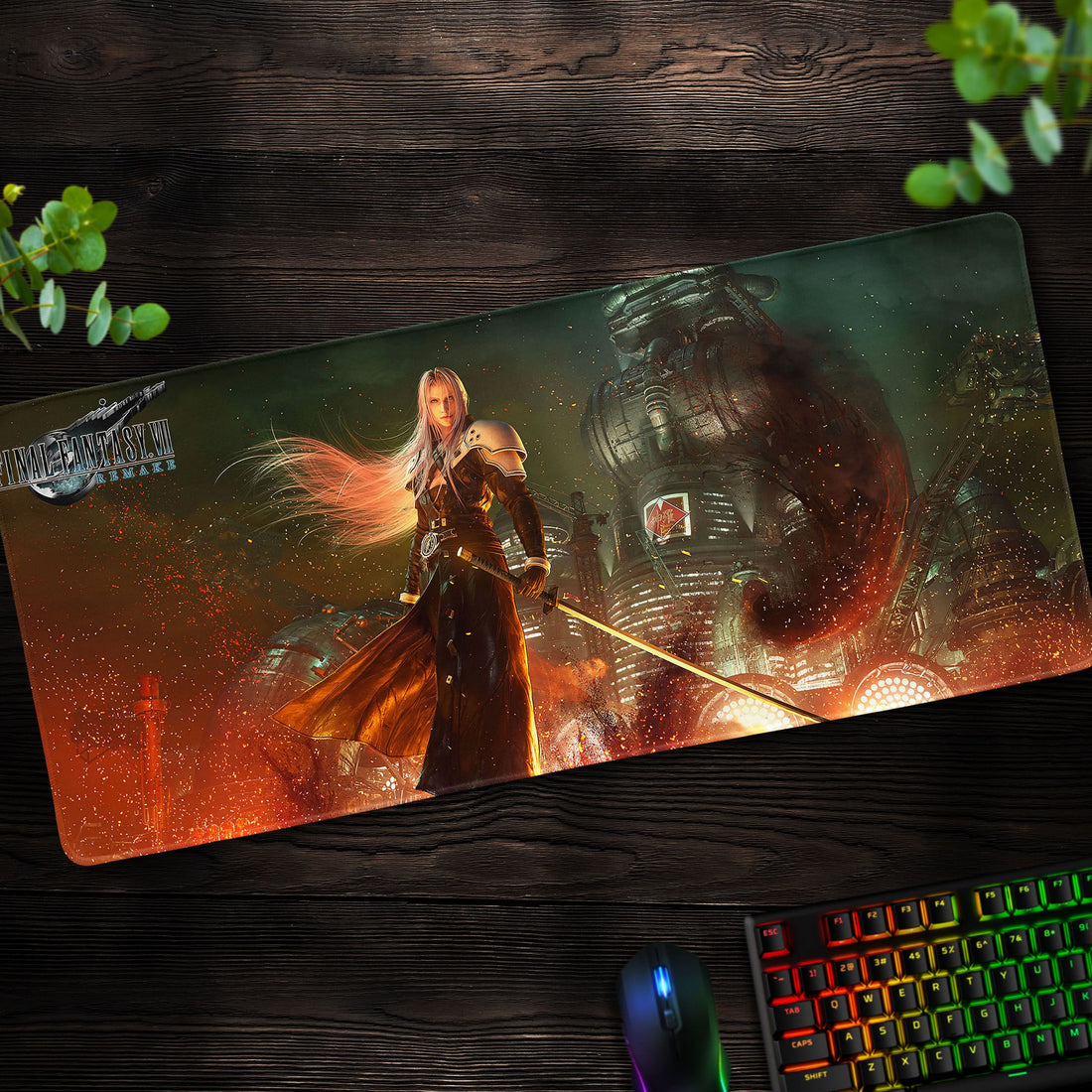 Final Fantasy Sephiroth Desk Mat, Shinra Flames Mouse Pad