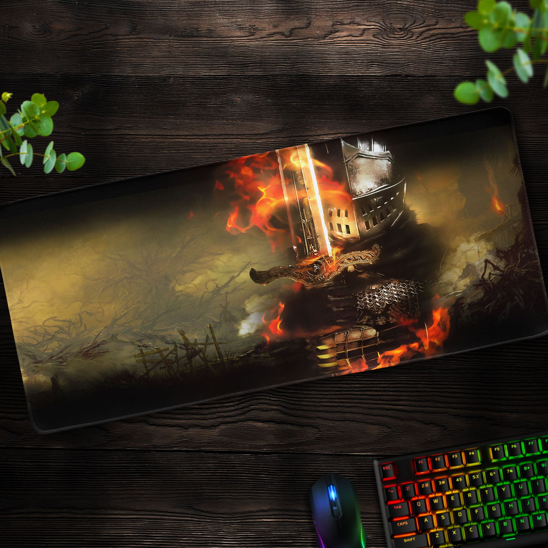 Flames of the Undead Desk Mat, Dark Souls Gaming Mouse Pad