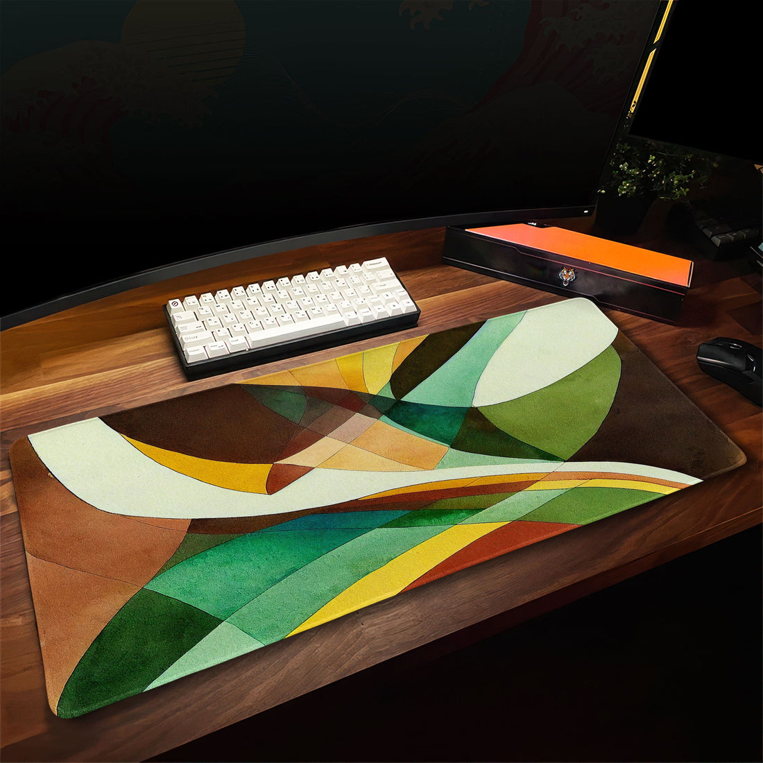 Earth Tone Abstract Desk Mat, Organic Flow Mouse Pad