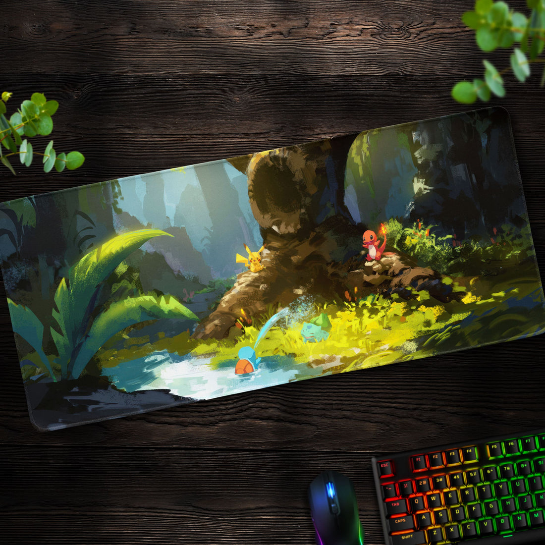 Forest Adventure Desk Mat, Pokémon Starter Mouse Pad