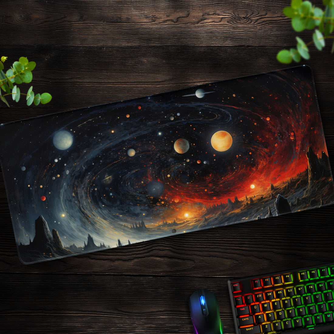 Cosmic Galaxy Desk Mat, Space Nebula Mouse Pad