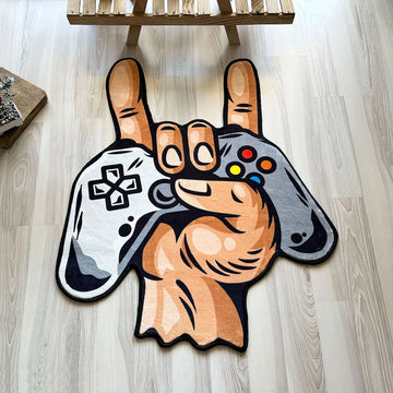 Gamer Hand Controller Rug, Cool Gaming Room Carpet