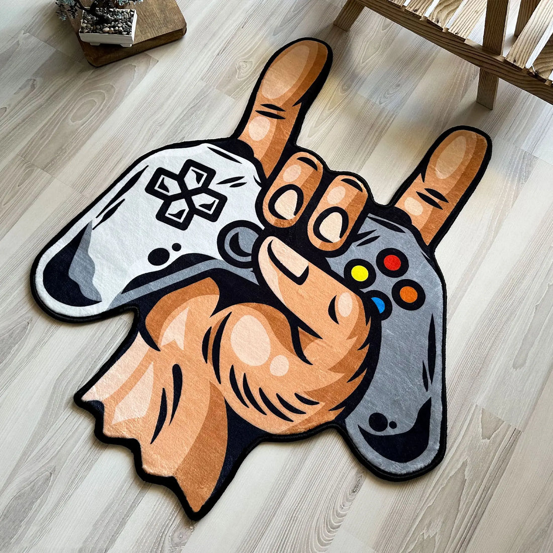 Gamer Hand Controller Rug, Cool Gaming Room Carpet