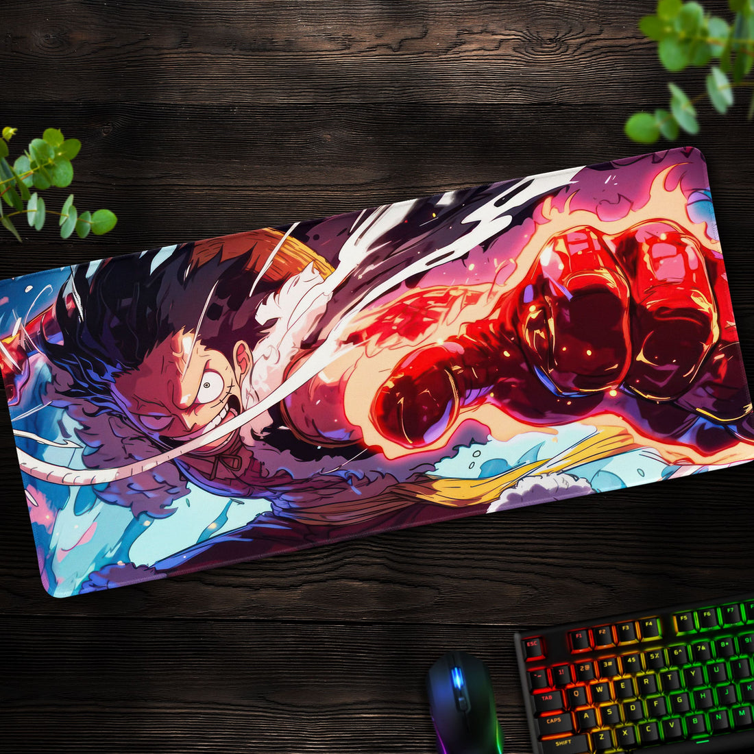 One Piece Gear Fourth Luffy Desk Mat, Red Hawk Mouse Pad