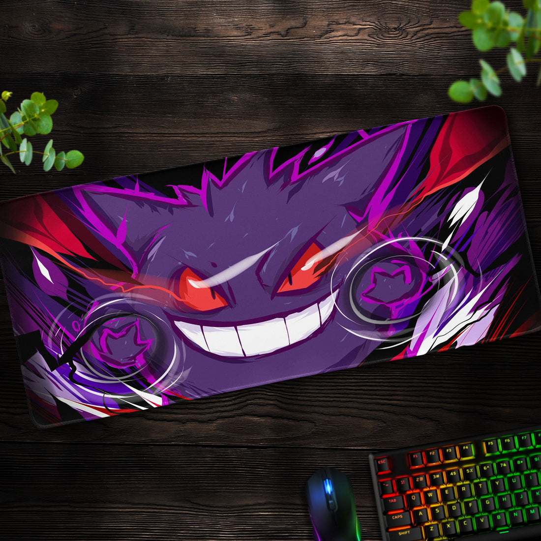 Gengar Grin Desk Mat, Ghostly Pokémon Mouse Pad