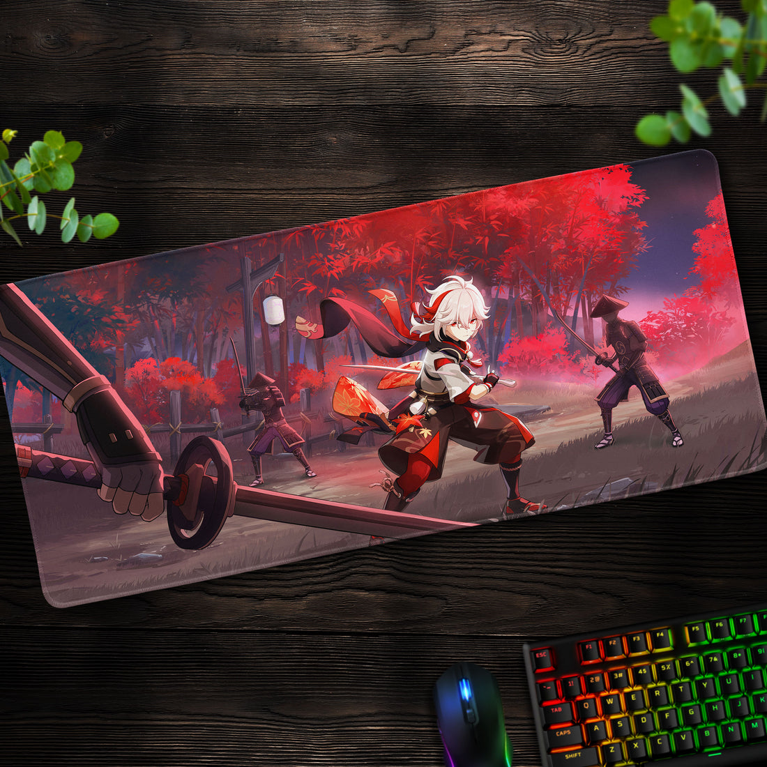 Genshin Impact Kazuha Battle Desk Mat, Samurai Gaming Mouse Pad