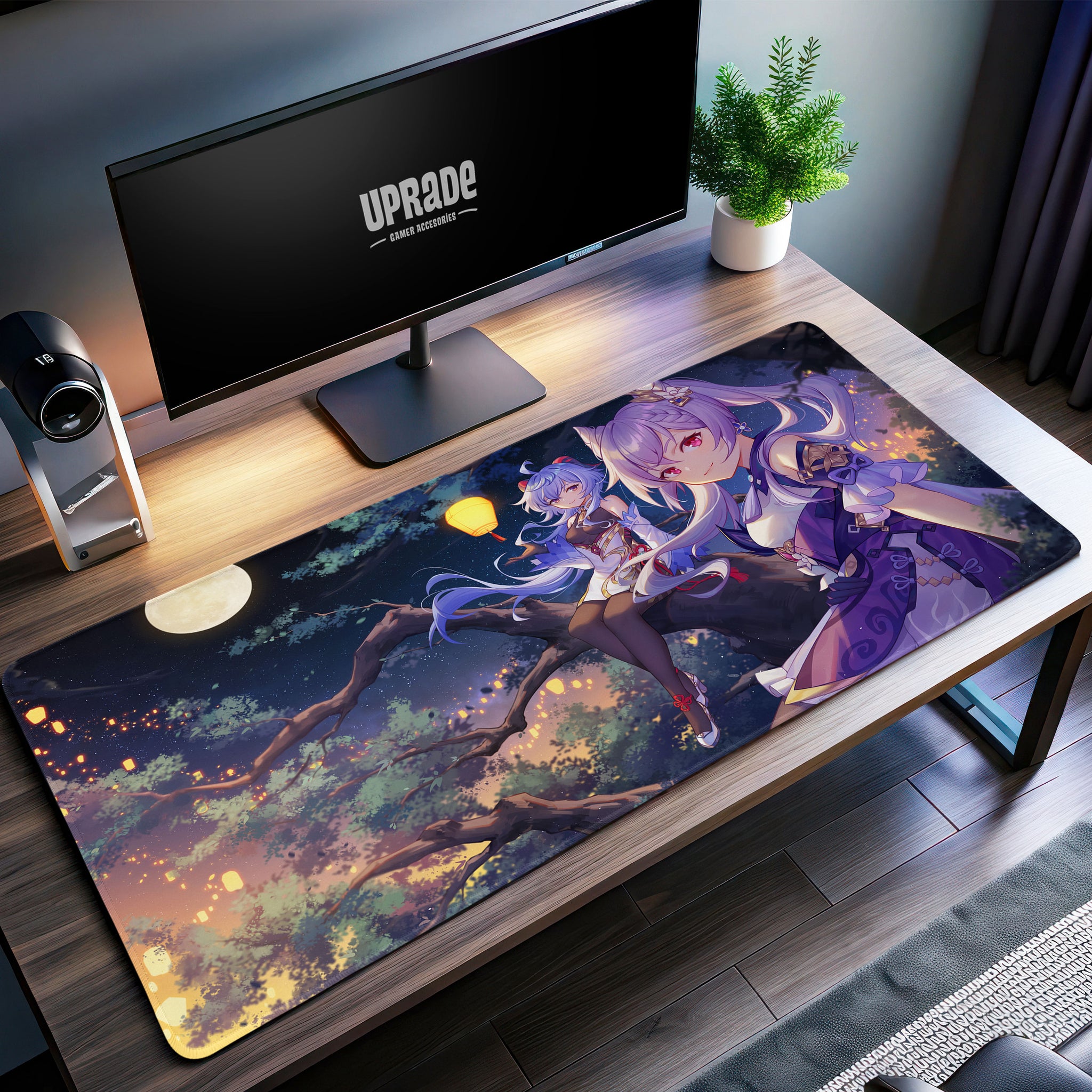 Genshin Impact Lantern Festival Desk Mat, Ganyu Moonlit Mouse Pad - Cocoon Markt