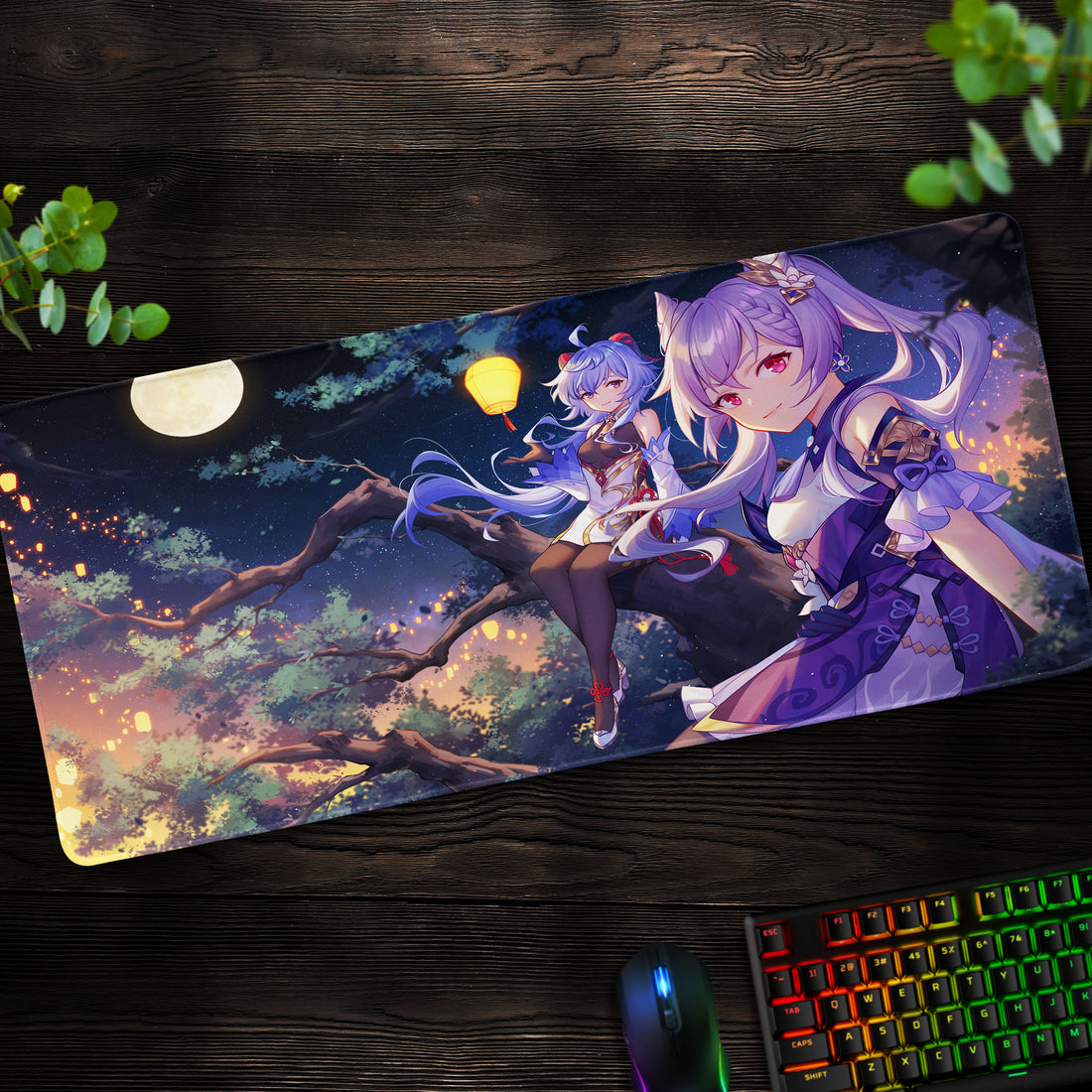 Genshin Impact Lantern Festival Desk Mat, Ganyu Moonlit Mouse Pad - Cocoon Markt