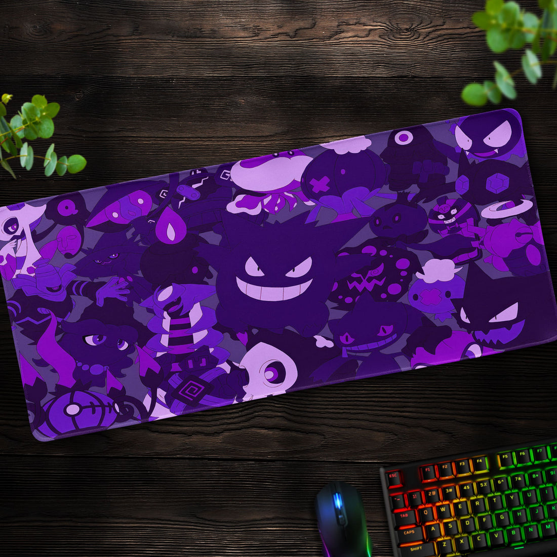 Gengar and Ghost Pokémon Desk Mat, Gaming Mouse Pad