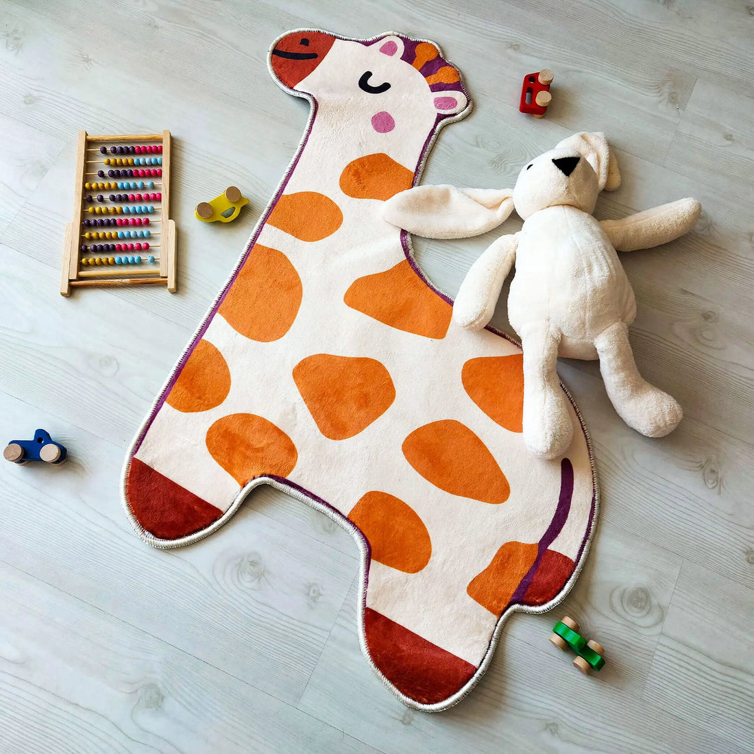 Giraffe Kids Area Rug, Cute Decorative Playroom Carpet