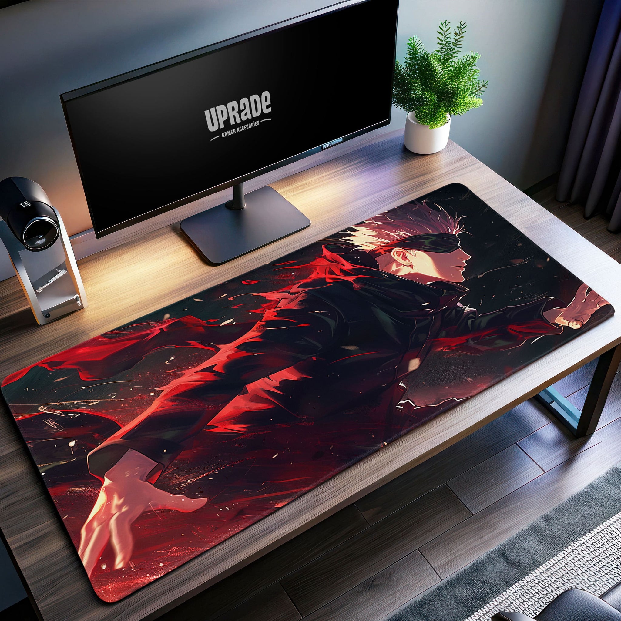 Gojo Satoru Red Surge Desk Mat, Jujutsu Kaisen Mouse Pad