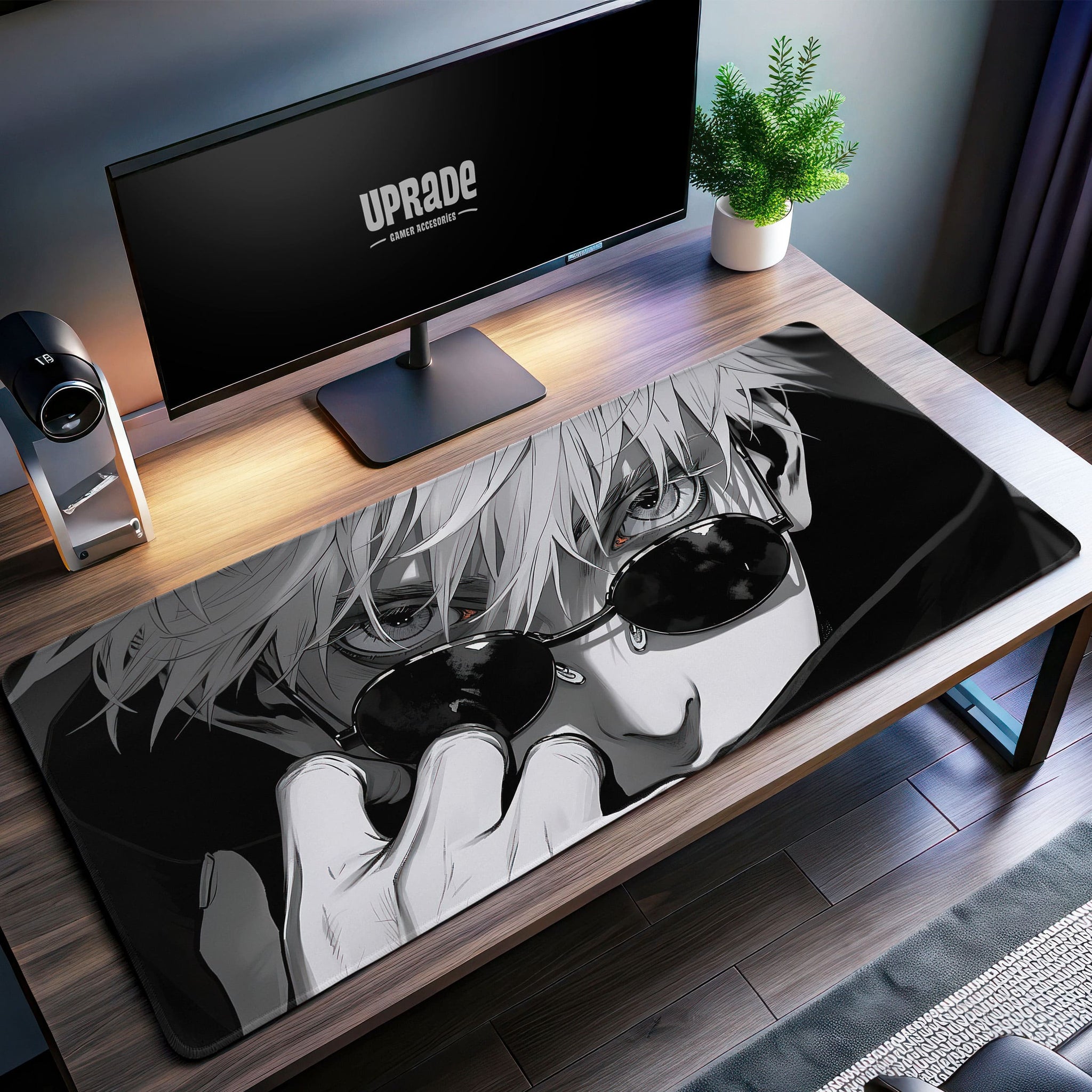 Gojo Satoru Monochrome Desk Mat, Jujutsu Kaisen Anime Mouse Pad