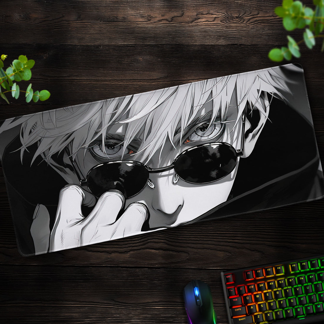 Gojo Satoru Monochrome Desk Mat, Jujutsu Kaisen Anime Mouse Pad