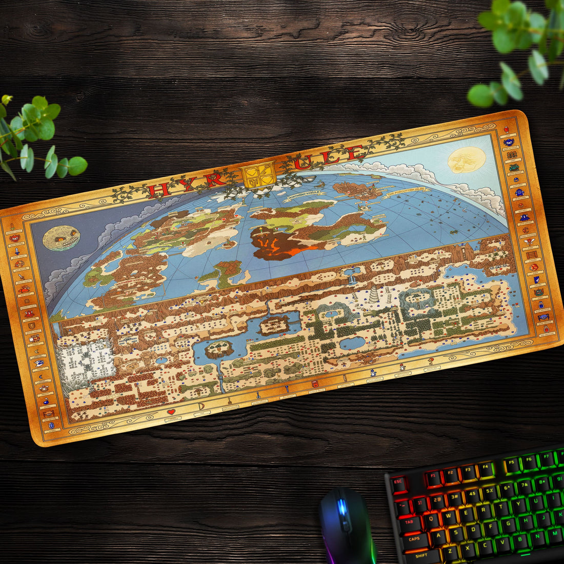 Zelda Hyrule World Map Desk Mat, Hero's Journey Mouse Pad