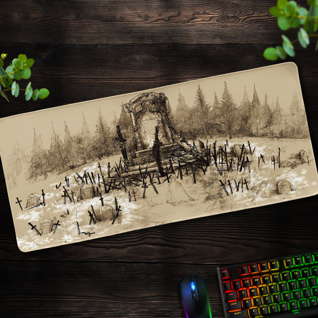 Graveyard of Swords Desk Mat, Dark Souls Artwork Mouse Pad