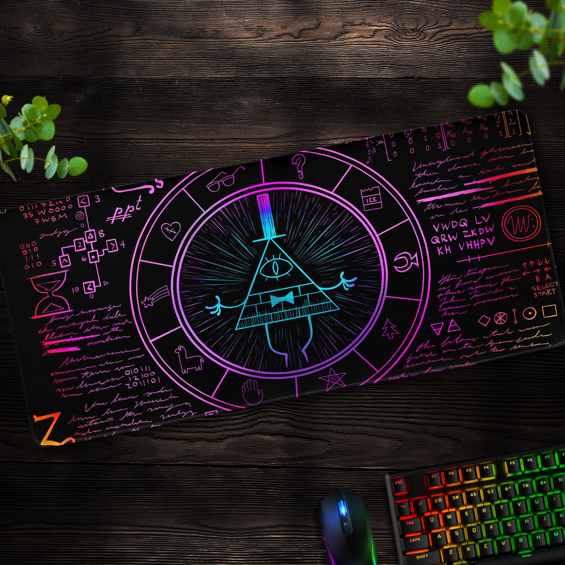 Gravity Falls Bill Cipher Desk Mat, Mystery Journal Mouse Pad