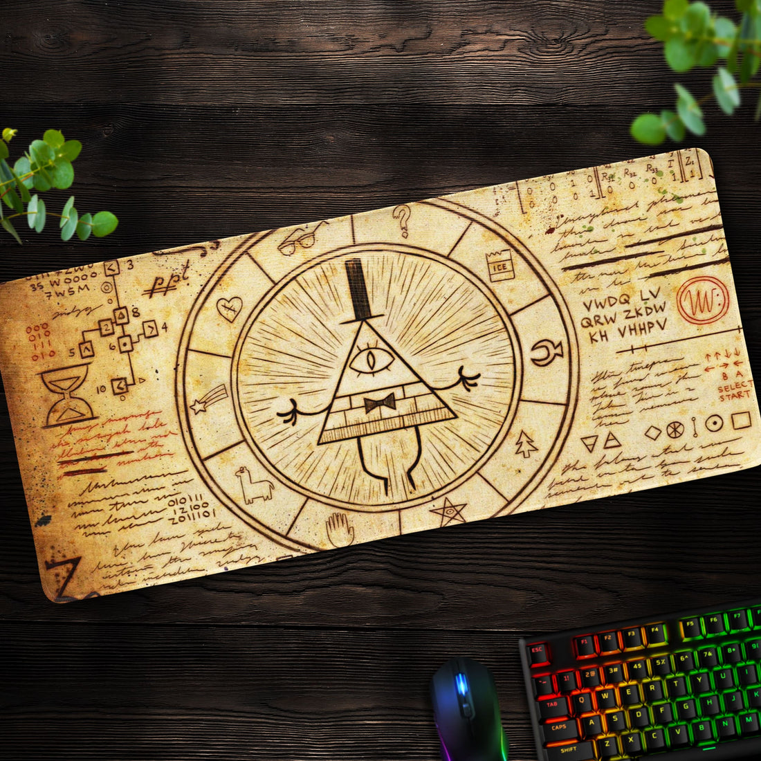 Gravity Falls Cipher Desk Mat, Mystery Journal Mouse Pad