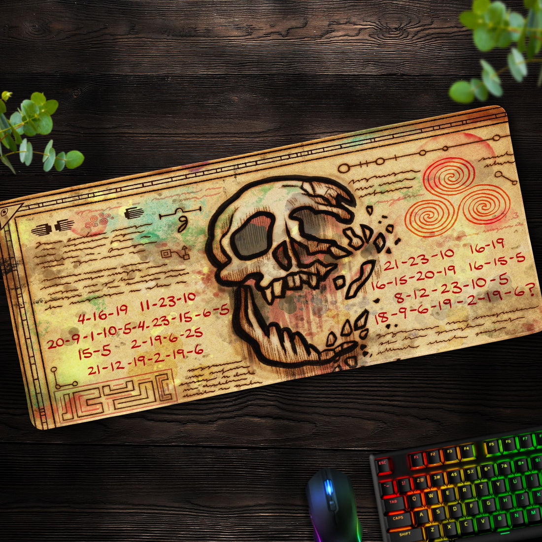 Gravity Falls Mystery Desk Mat, Cryptic Skull Mouse Pad